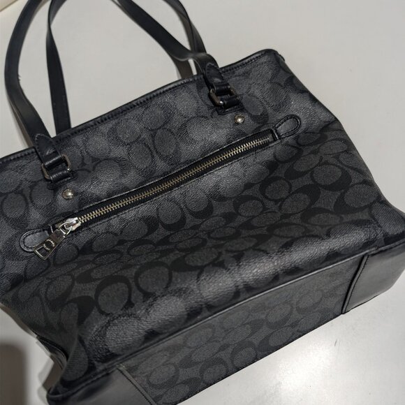 Coach Signature Canvas Black/Grey City Tote - Picture 8 of 8